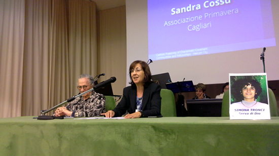 Sandra Cossu durante la sua testimonianza Sandra Cossu