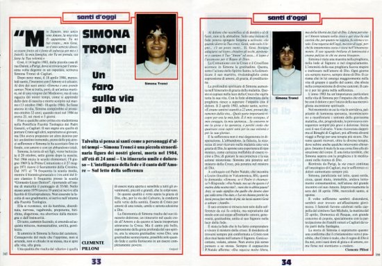 Le pagine 33 e 34 della rivista francescana pagine rivista