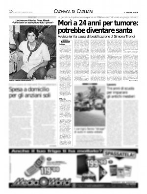 La pagina 10 dell'Unione Sarda l'unione sarda